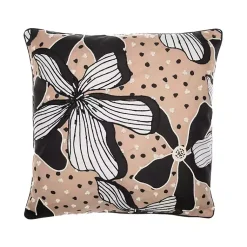 Pillows>Kirklands Home Natural & Black Embroidered Floral Throw Pillow