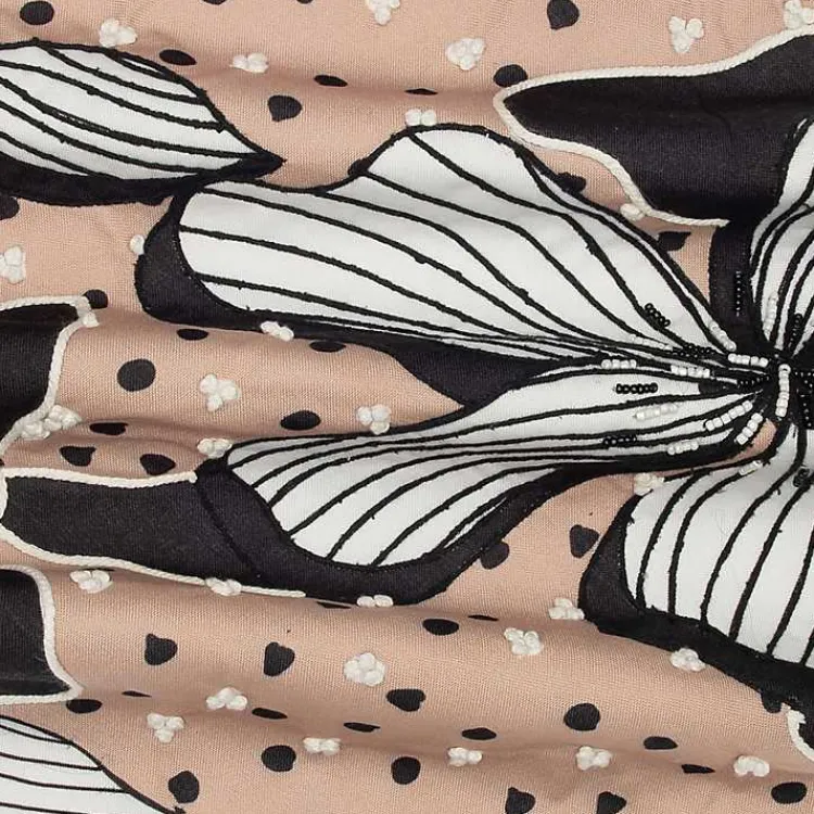 Pillows>Kirklands Home Natural & Black Embroidered Floral Throw Pillow