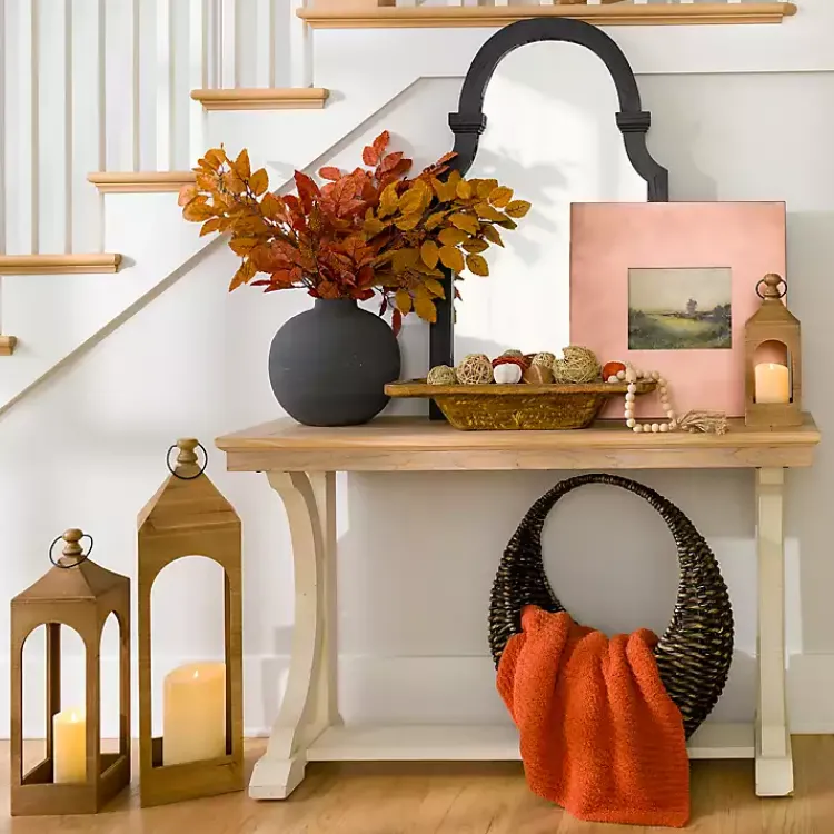 Kirklands Home Natural & Cream Wood Bristol Console Table Tan Hot
