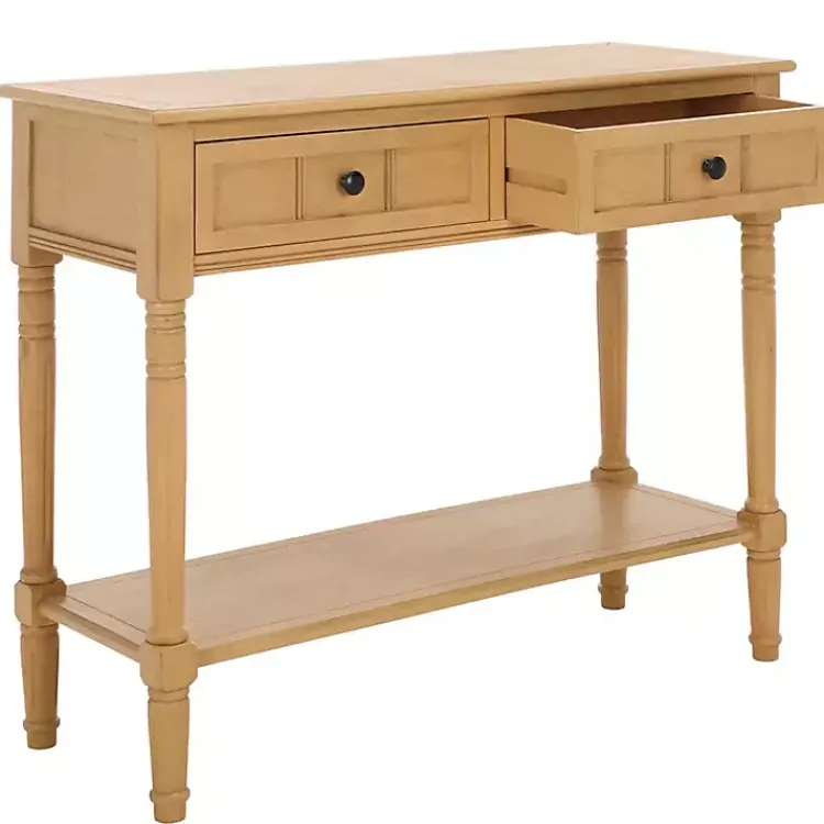 Kirklands Home Natural 2- Drawer Samantha Console Table Tan Discount