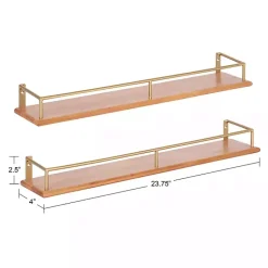 Kirklands Home Natural & Gold Rectangle Cameron Shelves, Set of 2 Best