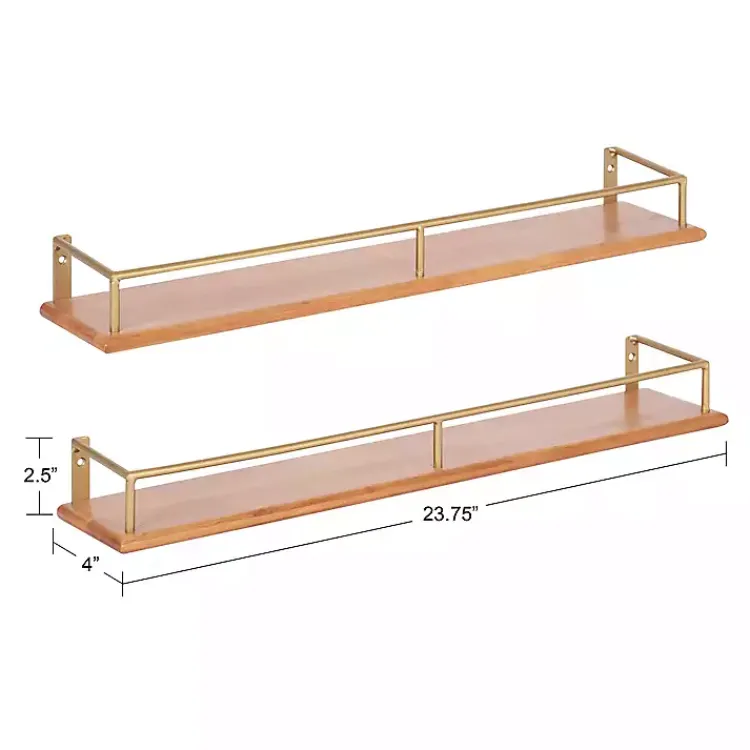 Kirklands Home Natural & Gold Rectangle Cameron Shelves, Set of 2 Best