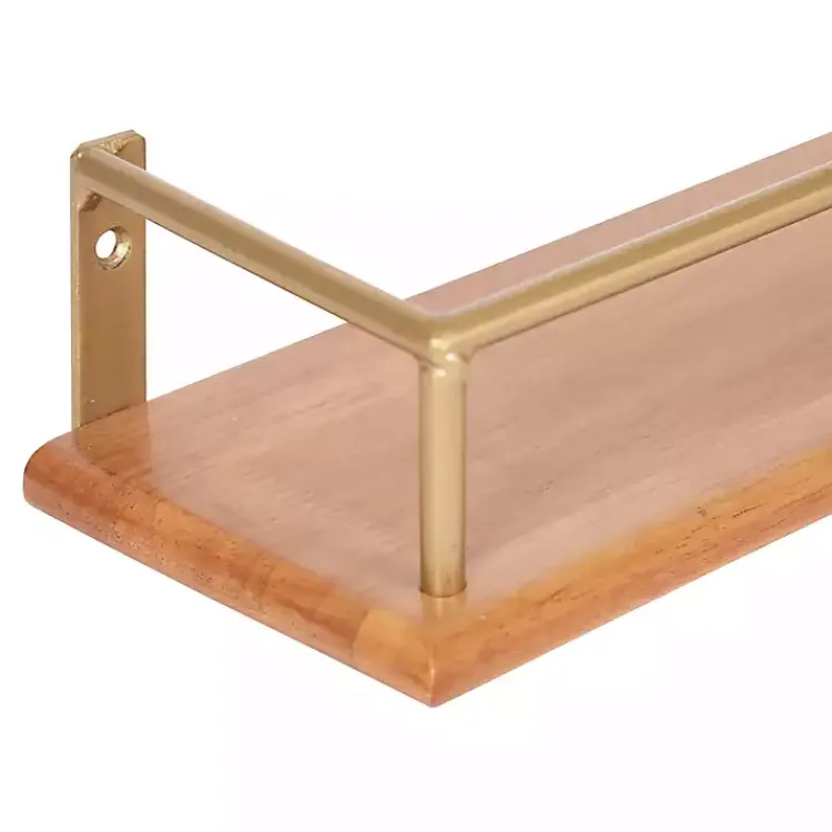 Kirklands Home Natural & Gold Rectangle Cameron Shelves, Set of 2 Best