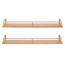 Kirklands Home Natural & Gold Rectangle Cameron Shelves, Set of 2 Best