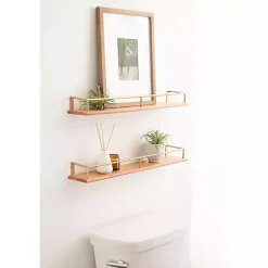 Kirklands Home Natural & Gold Rectangle Cameron Shelves, Set of 2 Best
