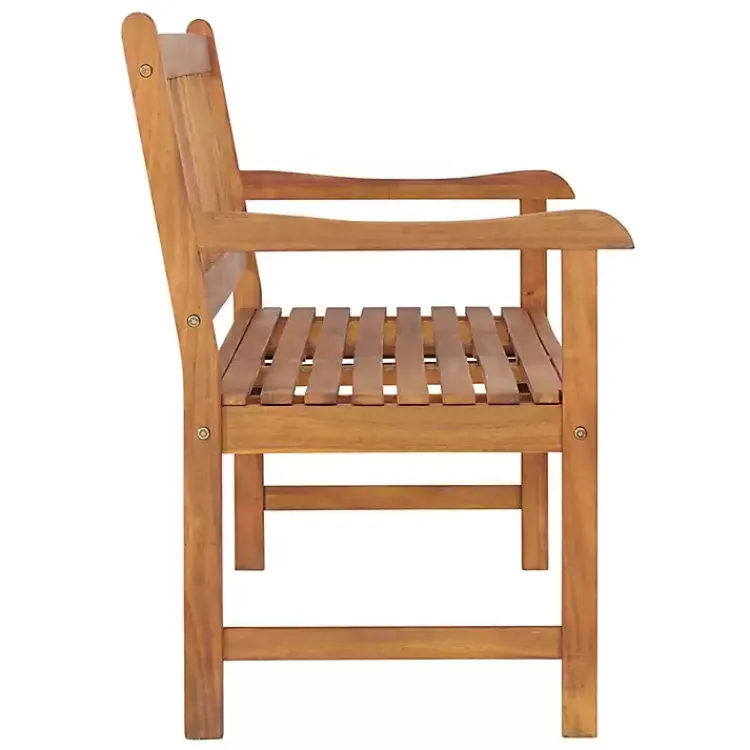 Kirklands Home Natural Acacia Wood Bench with Pop-Up Table Tan