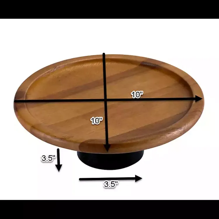 Kirklands Home Natural Acacia Wood Cake Stand with Black Base Clearance