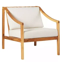 Kirklands Home Natural Acacia Wood Outdoor Club Chair New