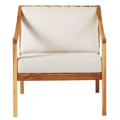 Kirklands Home Natural Acacia Wood Outdoor Club Chair New
