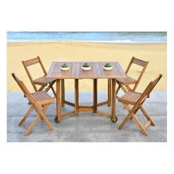 Kirklands Home Natural Acacia Wood 4-pc. Foldable Dining Set