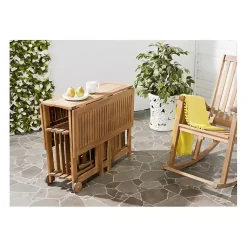 Kirklands Home Natural Acacia Wood 4-pc. Foldable Dining Set