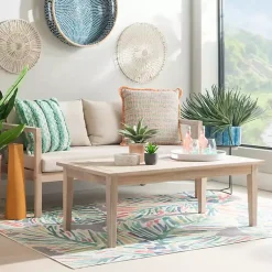 Kirklands Home Natural Acacia Wood Slatted Outdoor Coffee Table Tan Online