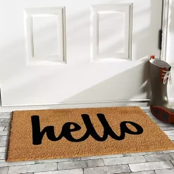 Kirklands Home Natural and Black Coir Hello Doormat, 29x17 in. Sale