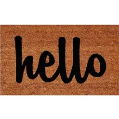 Kirklands Home Natural and Black Coir Hello Doormat, 36x24 in. New