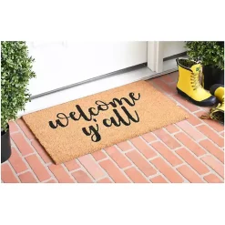 Kirklands Home Natural and Black Welcome Y'all Doormat Best
