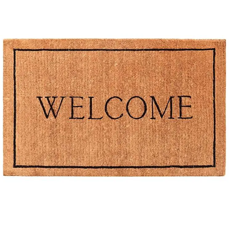 Kirklands Home Natural and Black Welcome Doormat, 48x30 in. Clearance