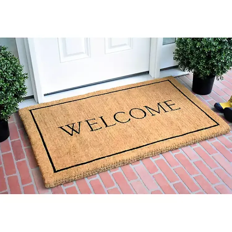 Kirklands Home Natural and Black Welcome Doormat, 48x30 in. Clearance