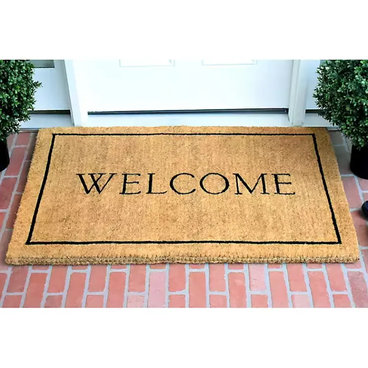 Kirklands Home Natural and Black Welcome Doormat, 48x30 in. Clearance