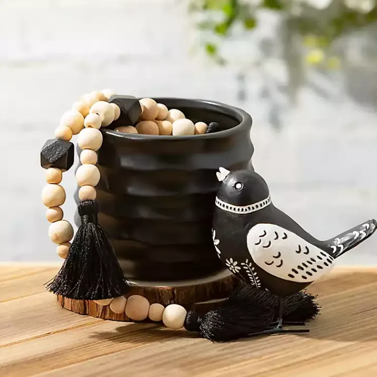 Decorative Accents>Kirklands Home Natural and Black Wood Bead Garlands, Set of 2