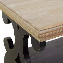 Kirklands Home Natural and Wood 3-Tier Console Table Black Sale