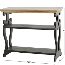 Kirklands Home Natural and Wood 3-Tier Console Table Black Sale