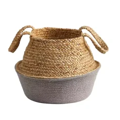Baskets & Boxes>Kirklands Home Natural and Gray Woven Jute Planter Basket