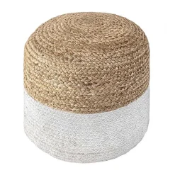 Poufs & Floor Cushions>Kirklands Home Natural and White Neely Jute Braided Pouf
