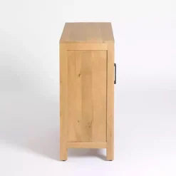 Kirklands Home Natural Arch Cane and Wood Cabinet Tan