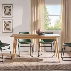 Kirklands Home Natural Ash Wood Mid-Century Modern Dining Table Tan New