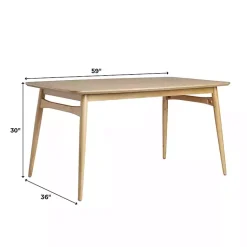 Kirklands Home Natural Ash Wood Mid-Century Modern Dining Table Tan New