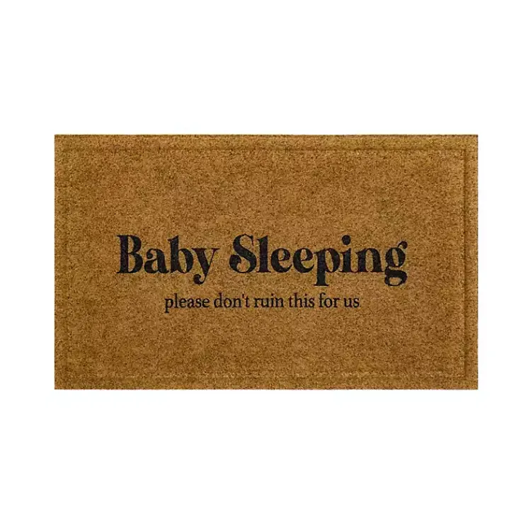 Kirklands Home Natural Baby Sleeping Funny Doormat Tan Hot