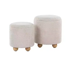 Kirklands Home Natural Bacci Nesting Ottomans, Set of 2 Tan Sale