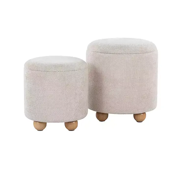 Kirklands Home Natural Bacci Nesting Ottomans, Set of 2 Tan Sale