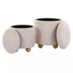 Kirklands Home Natural Bacci Nesting Ottomans, Set of 2 Tan Sale