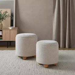 Kirklands Home Natural Bacci Nesting Ottomans, Set of 2 Tan Sale