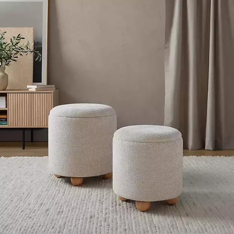Kirklands Home Natural Bacci Nesting Ottomans, Set of 2 Tan Sale