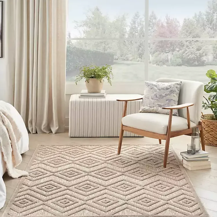 Kirklands Home Natural Beige Diamond Indoor/Outdoor Area Rug, 4x6 Tan Best