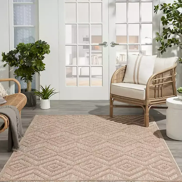 Kirklands Home Natural Beige Diamond Indoor/Outdoor Area Rug, 4x6 Tan Best