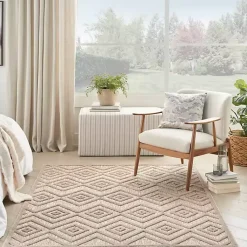 Kirklands Home Natural Beige Diamond Indoor/Outdoor Area Rug, 5x7 Tan New