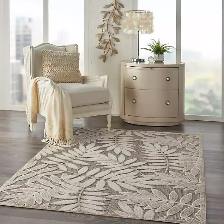 Kirklands Home Natural Botanical Outdoor Area Rug, 6x9 New