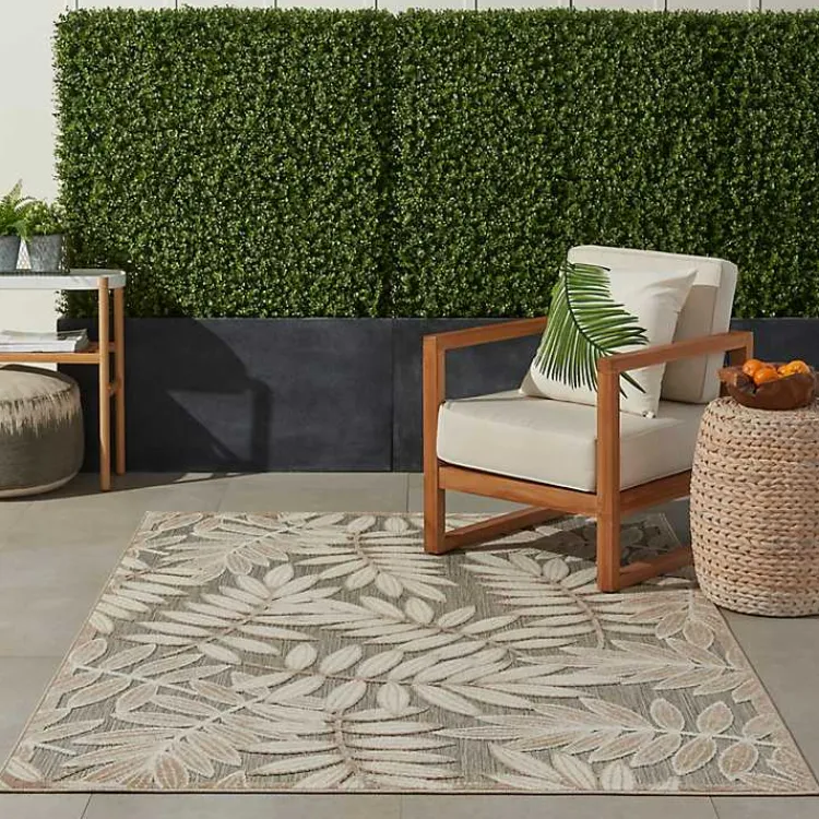 Kirklands Home Natural Botanical Outdoor Area Rug, 6x9 New