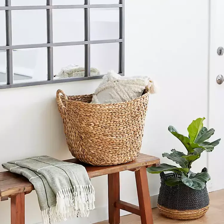 Baskets & Boxes>Kirklands Home Natural Braided Seagrass Basket Tan