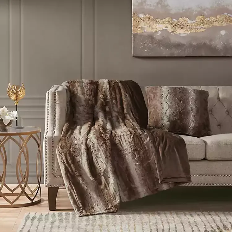 Pillows>Kirklands Home Natural Textured Faux Fur Pillow Brown