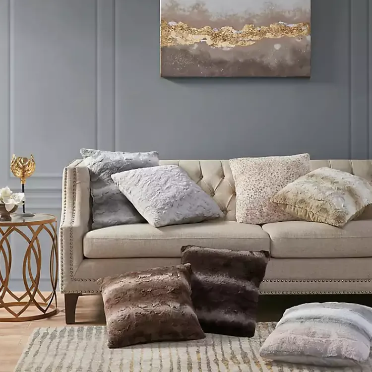 Pillows>Kirklands Home Natural Textured Faux Fur Pillow Brown
