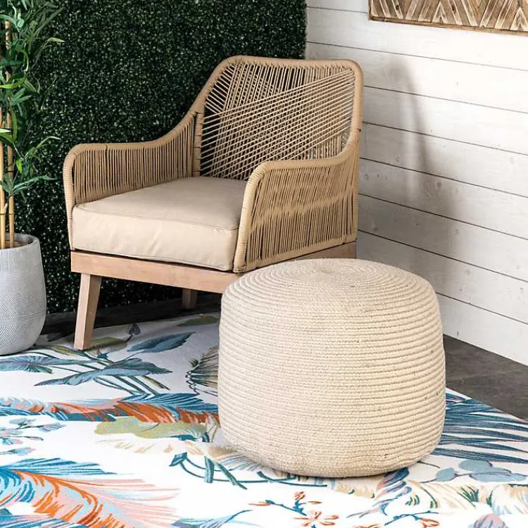Poufs & Floor Cushions>Kirklands Home Natural Cable Braided Pouf Tan
