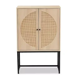Kirklands Home Natural Cane and Wood 2-Door Cabinet Discount