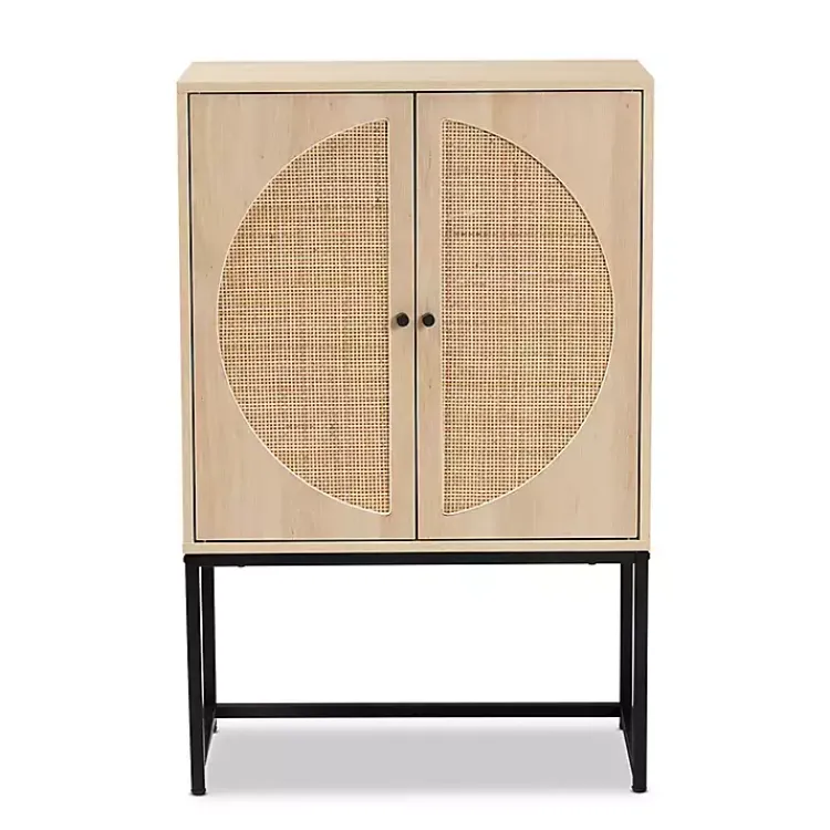 Kirklands Home Natural Cane and Wood 2-Door Cabinet Discount