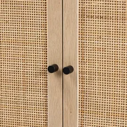 Kirklands Home Natural Cane and Wood 2-Door Cabinet Discount