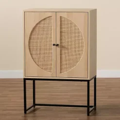 Kirklands Home Natural Cane and Wood 2-Door Cabinet Discount