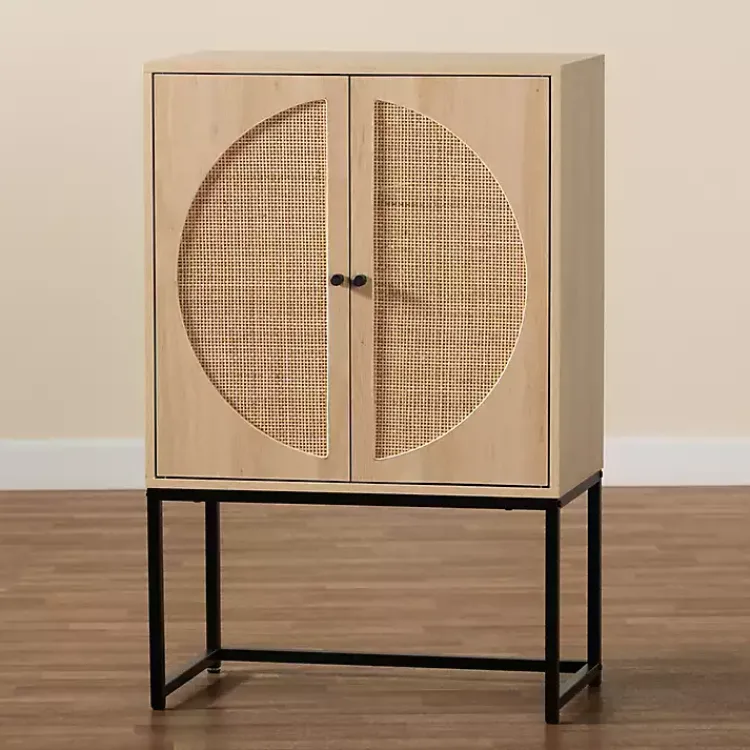 Kirklands Home Natural Cane and Wood 2-Door Cabinet Discount